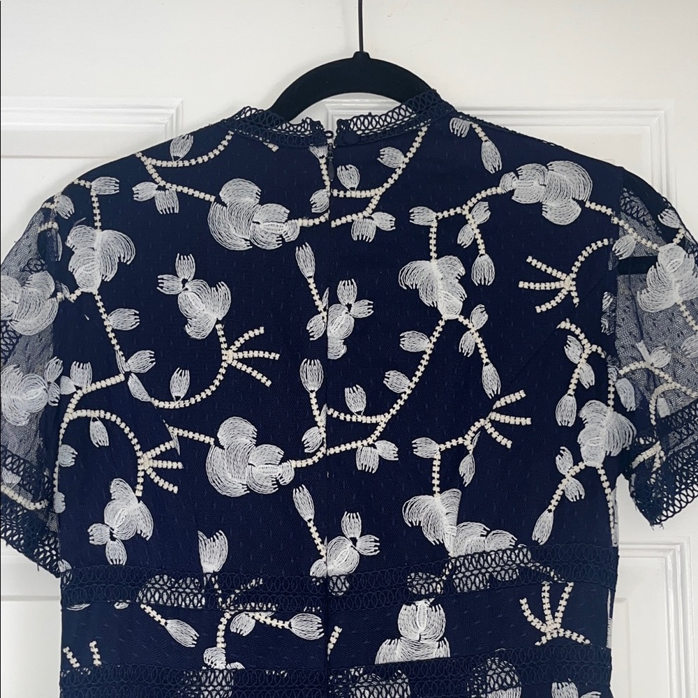 ANTONIO MELANI Navy and White Floral Midi Dress - Picture 6 of 7